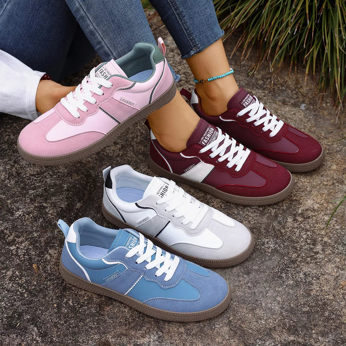 Round Toe Lace Up Sneakers