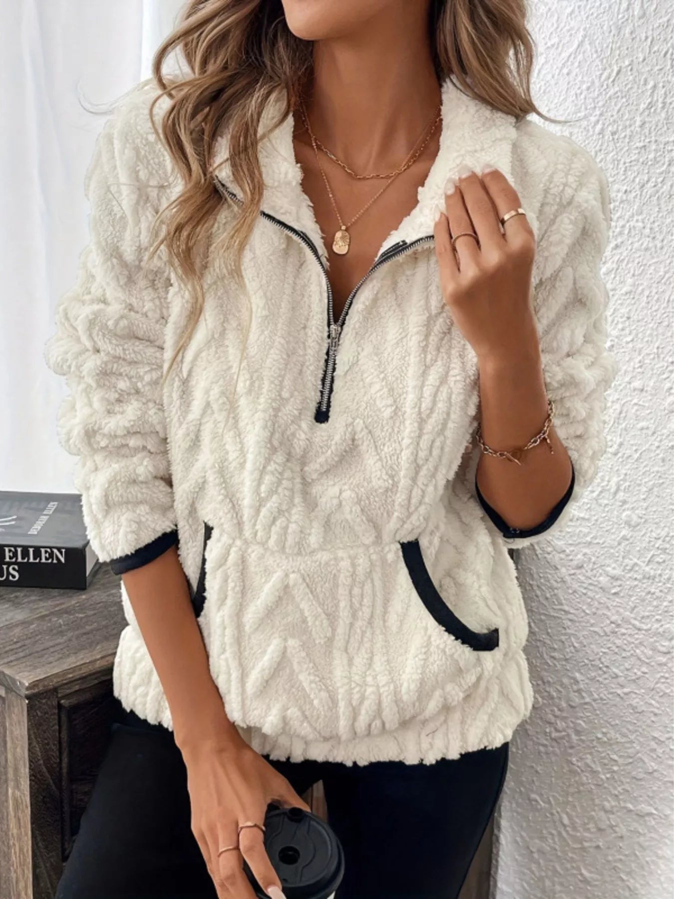Full Size Sherpa Half Zip Sweatshirt Plus Size selected from Hoodies & Sweatshirts for Soft Structure: The Elevated Hoodie and Sweatshirt Edit