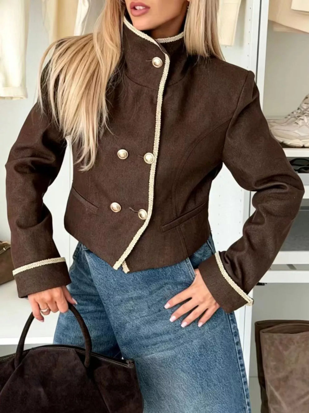 Double-Breasted Cropped Jacket