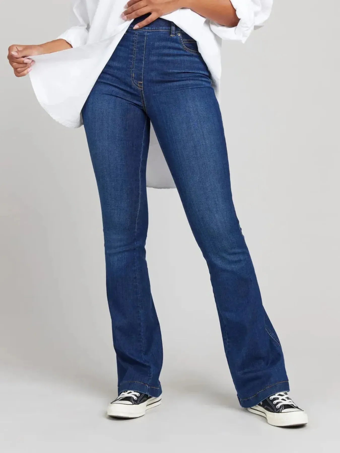 Full Size High-Waisted Flare Jeans Plus Size selected from Denim Icons for Denim, Reimagined: The Icons That Ground Every Look