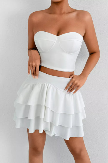 Tube Top & Ruffle Layered Skirt Set