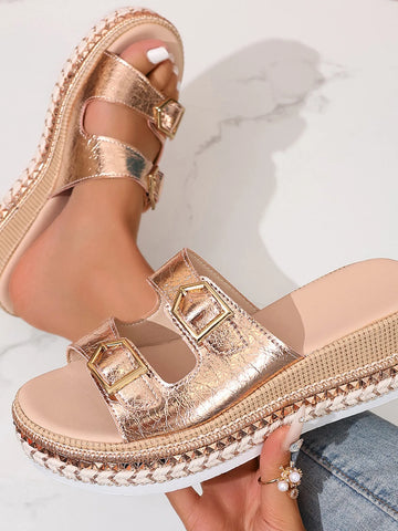 Platform Double Buckle Sandals