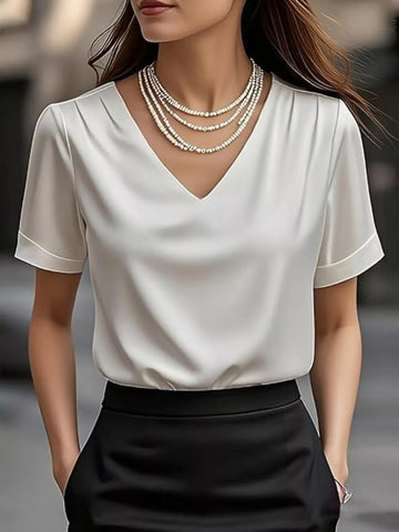 V Neck Satin Blouse