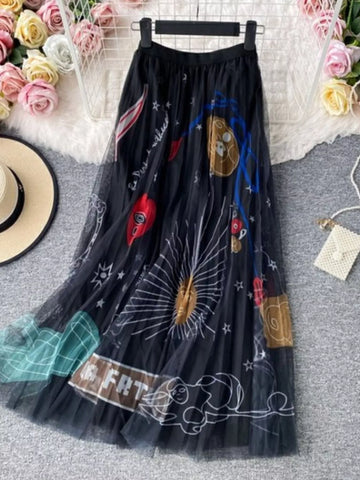 Printed Tulle Skirt