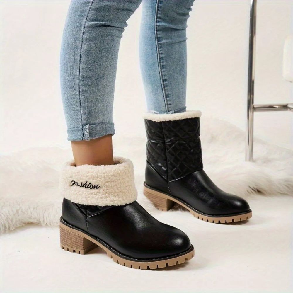 Round Toe Block Heels Boots