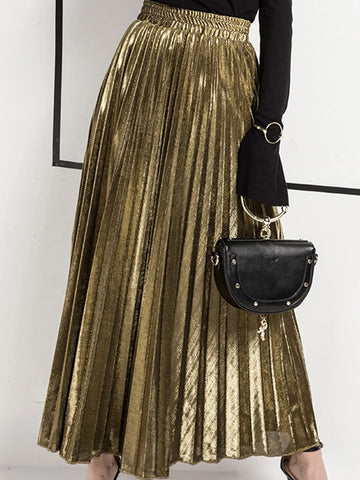High-Waisted Pleated Maxi Skirt