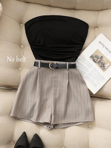 Strapless Ruched Top and Shorts Set