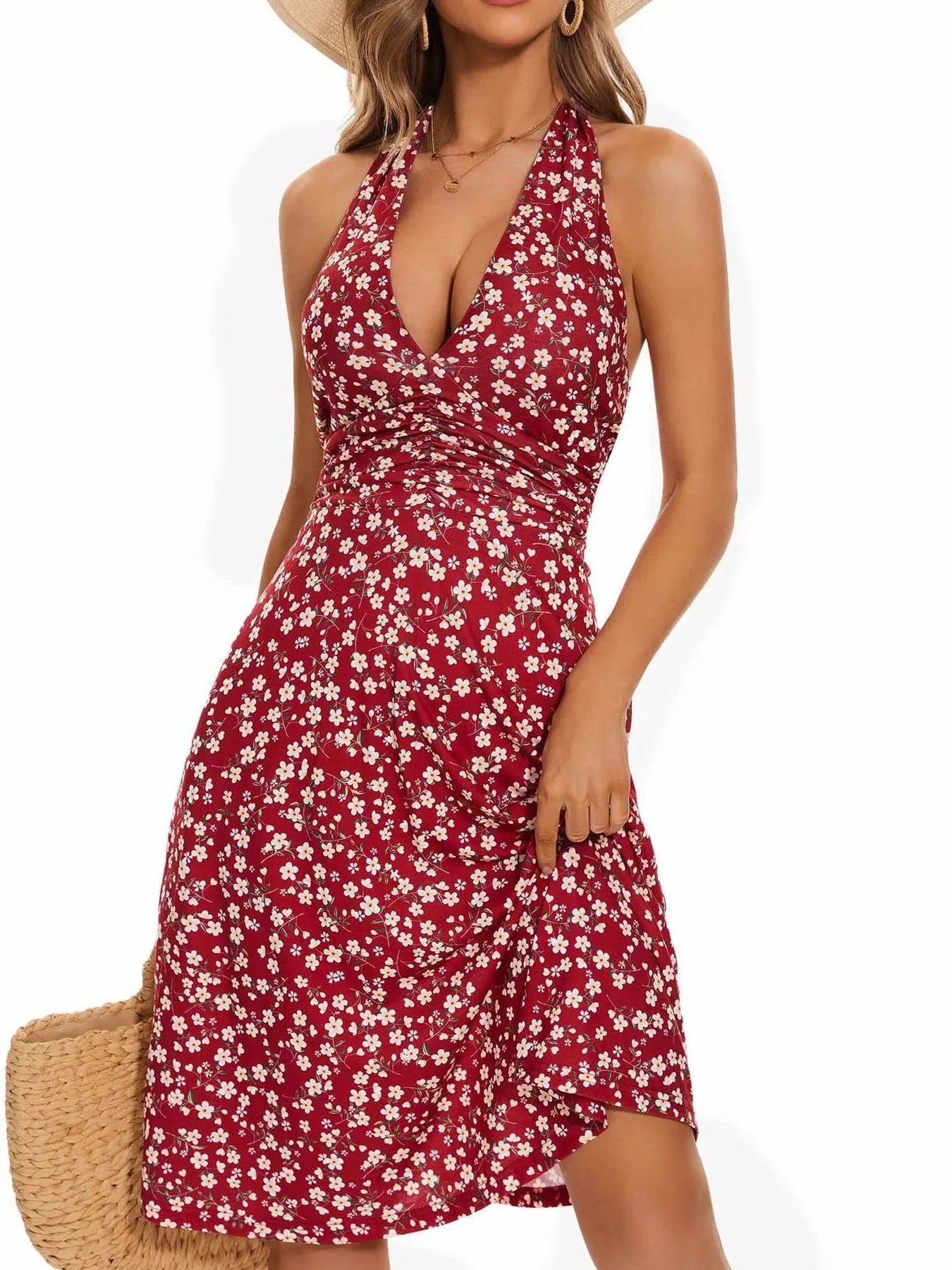 Printed Halter Neck Dress selected from Dress Desire for Dress Desire: One Piece, Full Presence