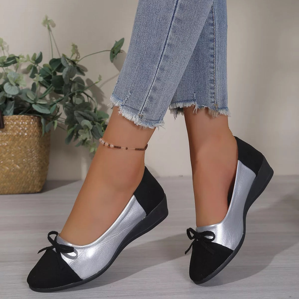 Bow Accent Two Tone Slip Ons