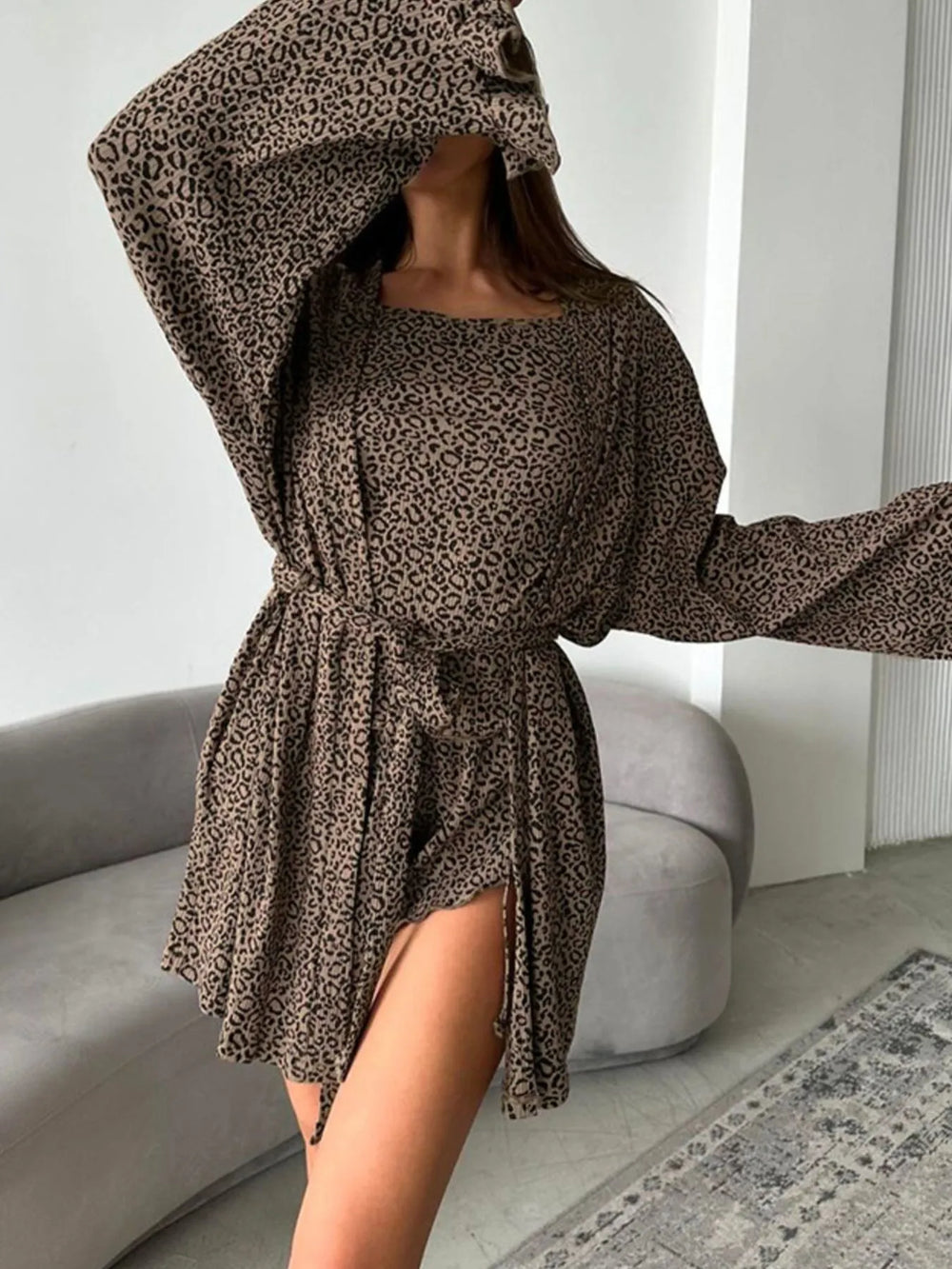 Leopard Cami Cardigan and Shorts 3 Piece Set