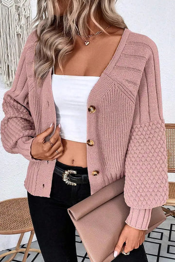 V-Neck Button-Down Cardigan