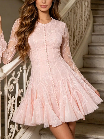 Lace Flare Sleeve Mini Dress
