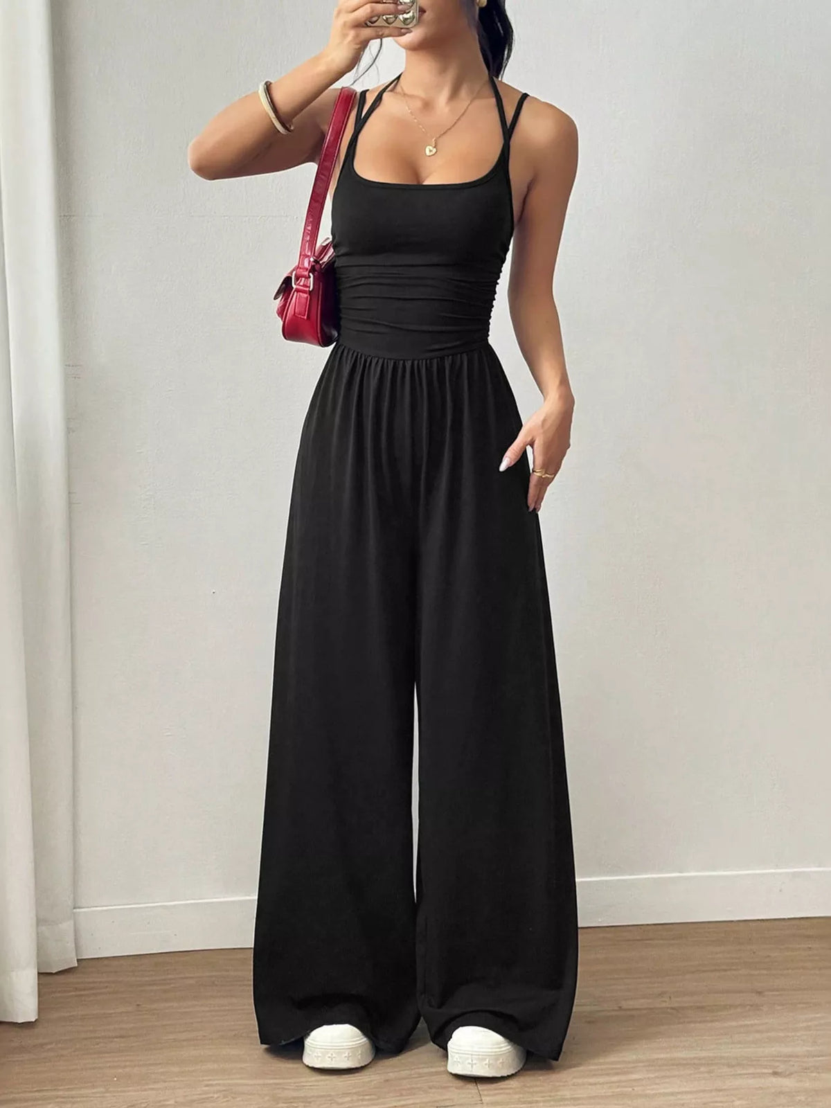 Spaghetti-Strap Wide-Leg Jumpsuit
