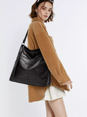 Multi-Pockets Leather Handbag