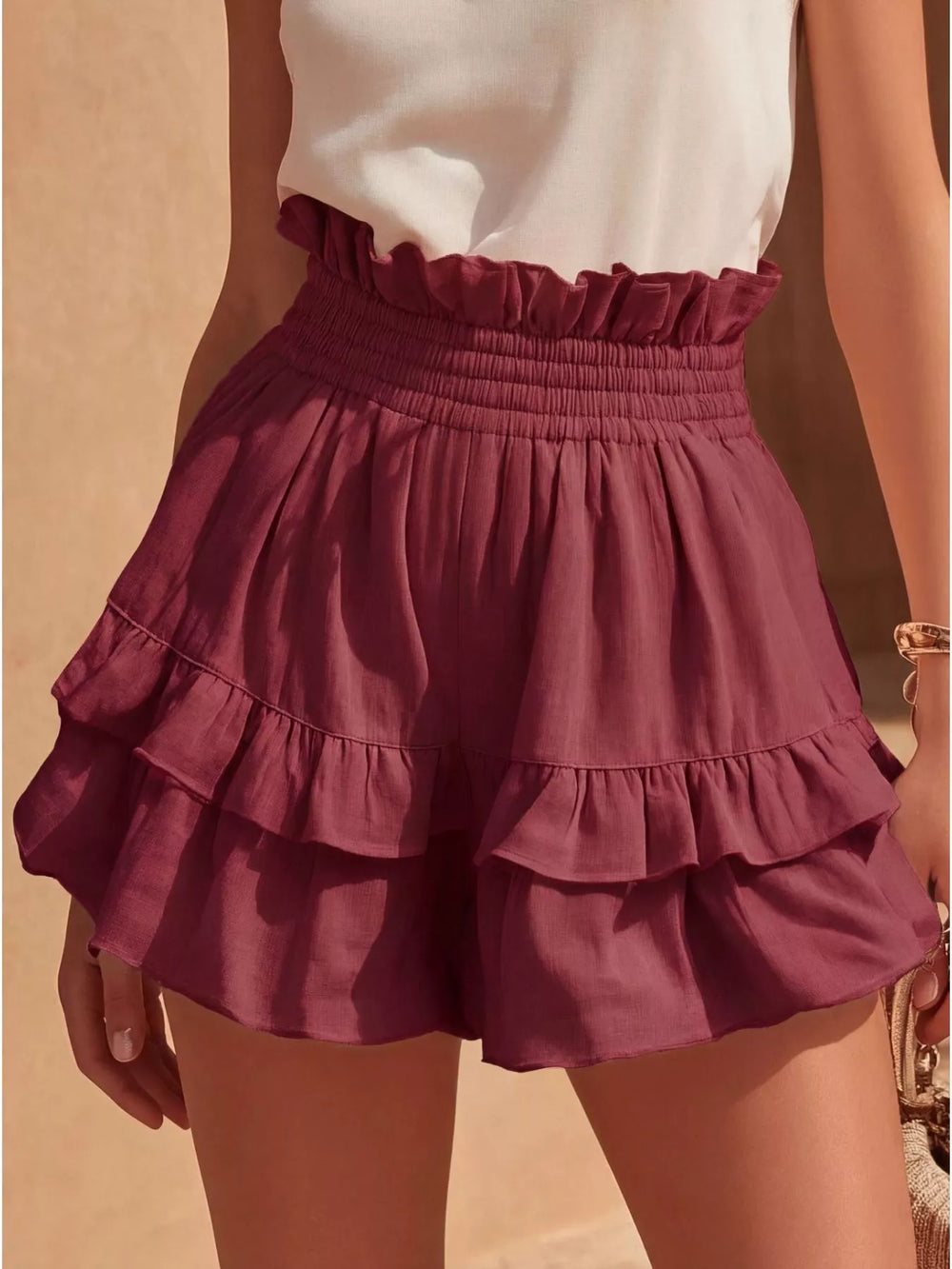 Ruffled High Waisted Shorts