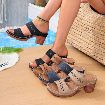 Open Toe Block Heel Sandals