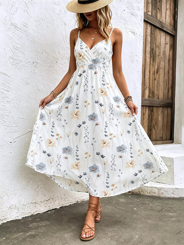 Floral Spaghetti Strap Midi Dress