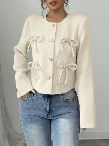 Bow Detail Cropped Jacket