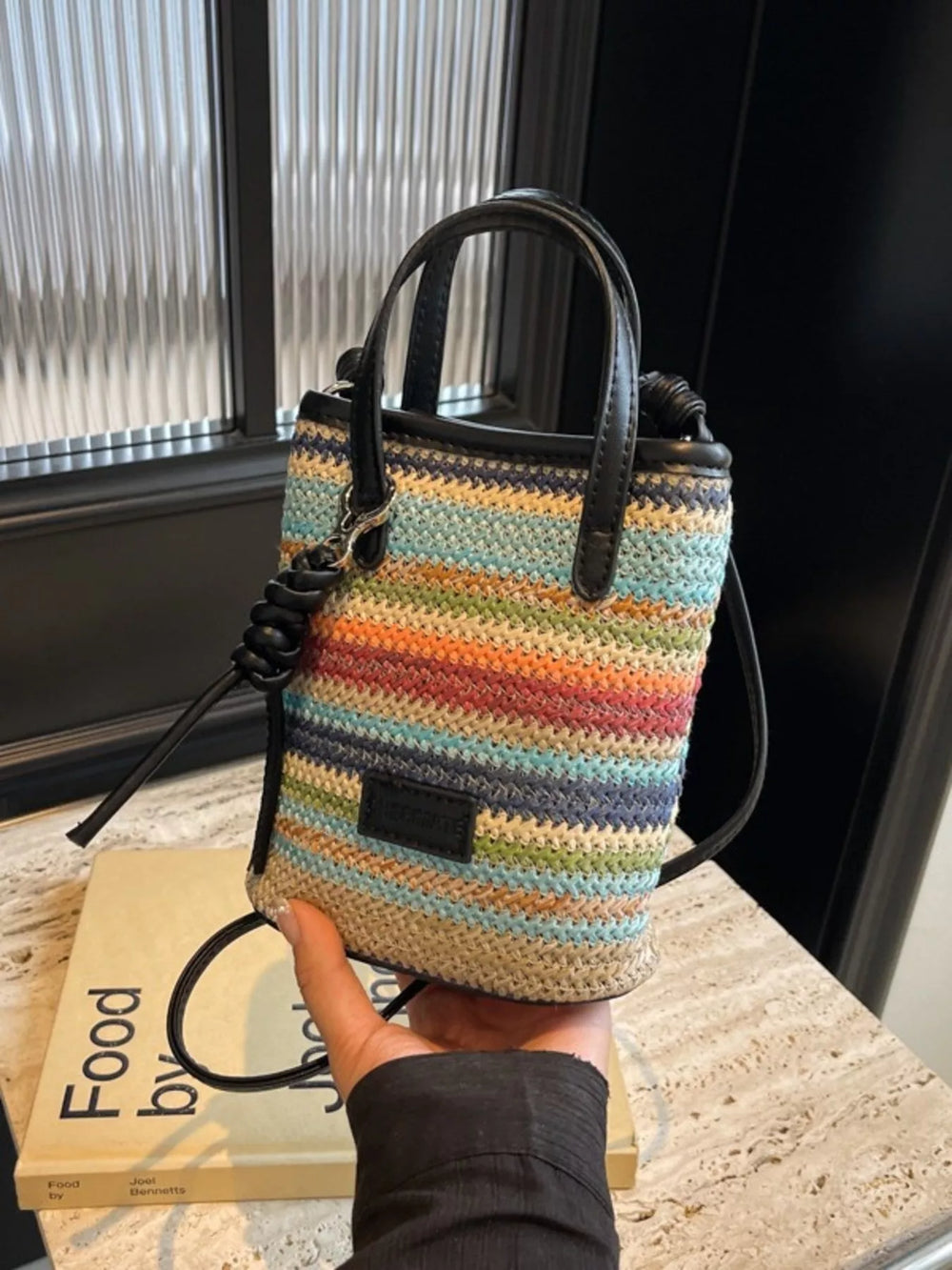 Striped Woven Mini Crossbody Bag