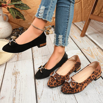 Point Toe Block Heels Slip Ons