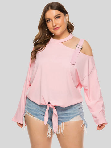 Plus Size Cold Shoulder Tied Top
