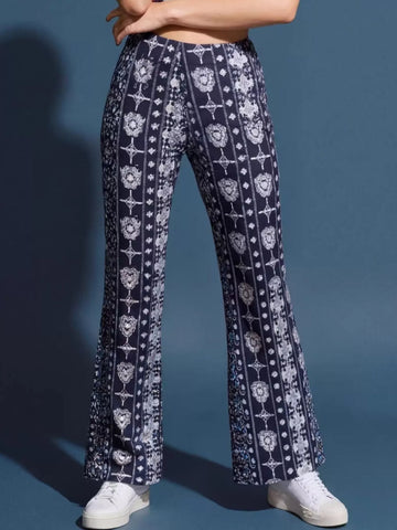 High-Waisted Printed Flared Pants