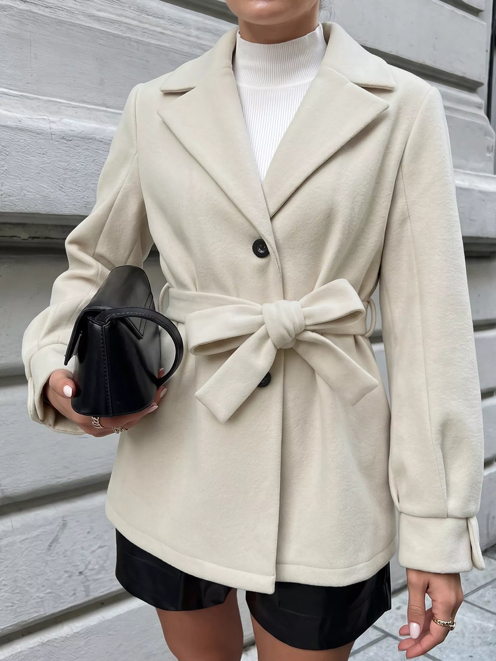 Lapel Collar Button Up Outerwear