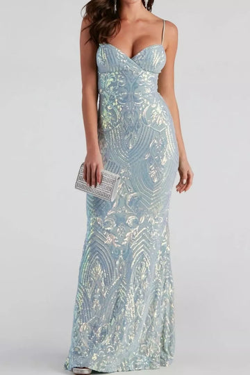 Sequin Mermaid Evening Maxi Cami Dress