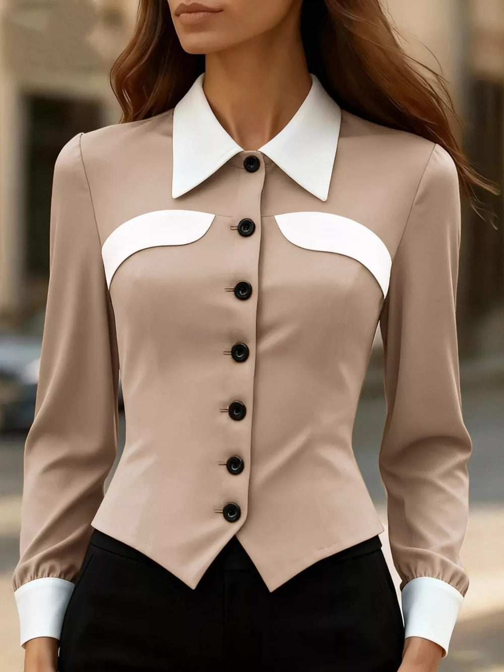 Contrast Button-Down Shirt