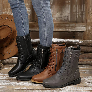 Round Toe Block Heels Boots