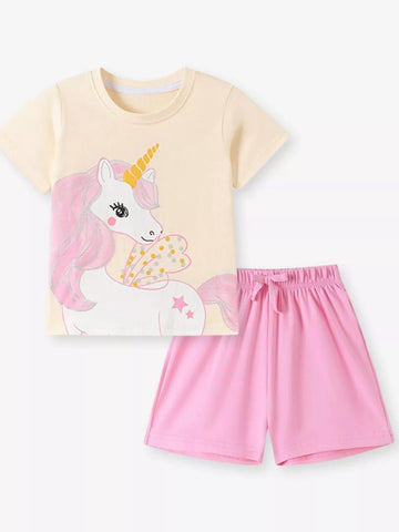 Children's Unicorn Graphic Tee & Shorts Set