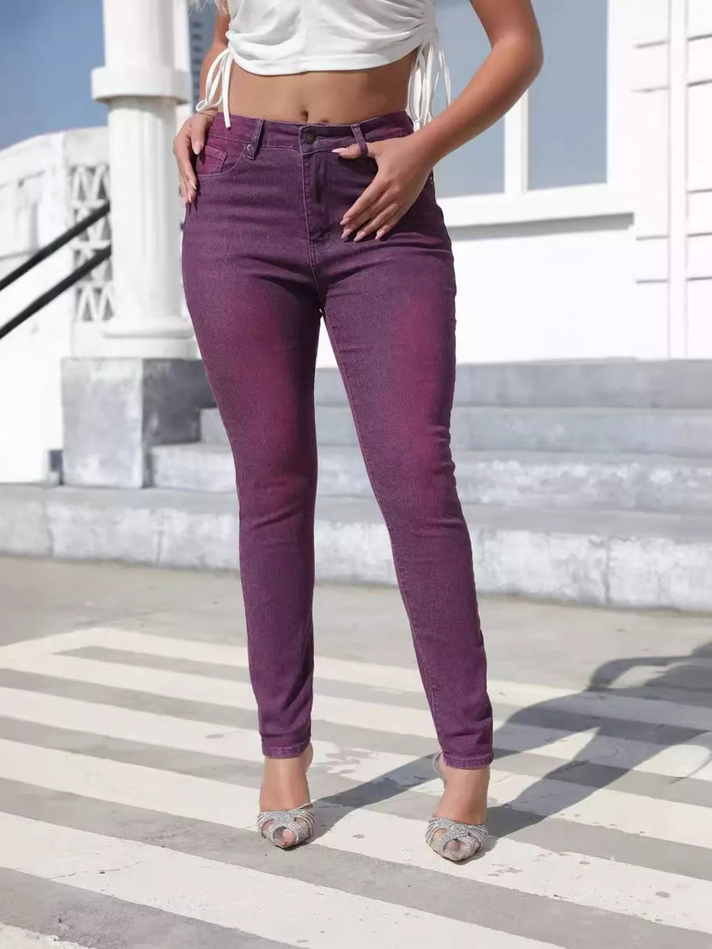 High-Waisted Slim-Fit Jeans