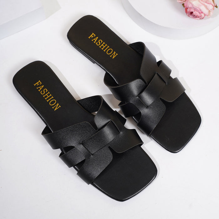 Woven Strap Slide Sandals
