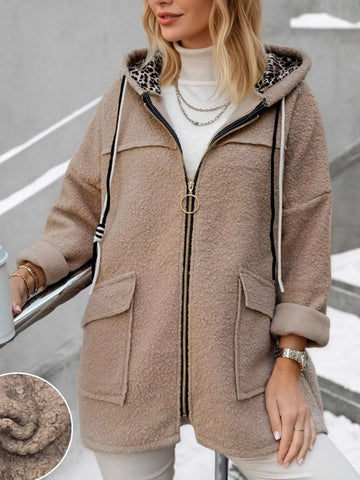 Fleece Zip Up Hooded Outerwear
