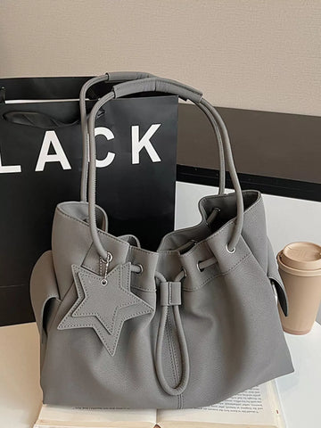 Drawstring Shoulder Bag with Star Charm