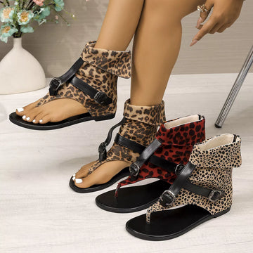 Leopard Toe Post Sandals