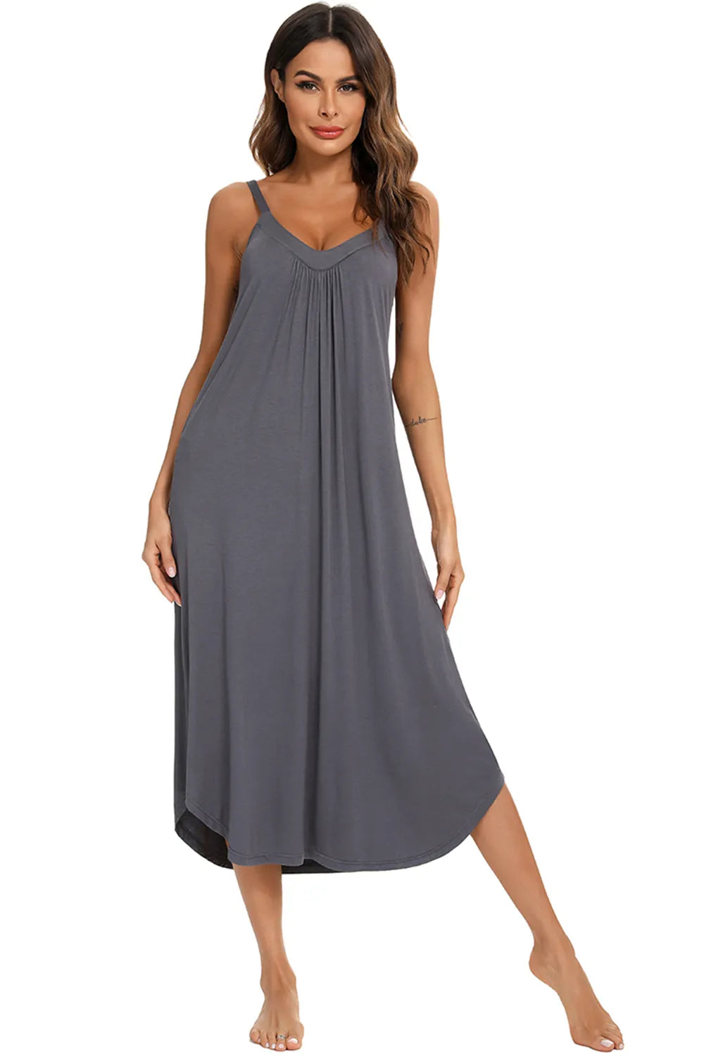 V Neck Midi Lounge Dress