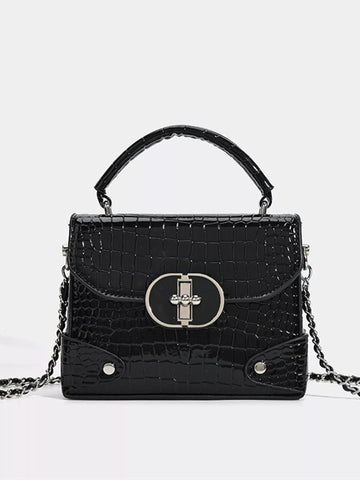 Crocodile Pattern Flap Crossbody Bag