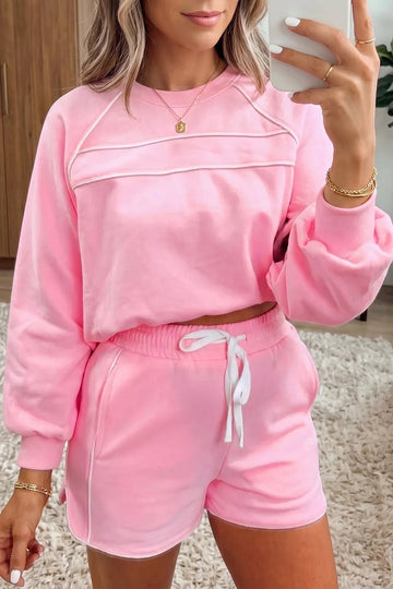 Piping Trim Pullover & Shorts Set