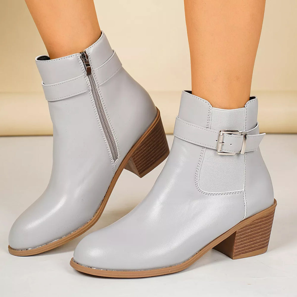 Point Toe Block Heels Boots
