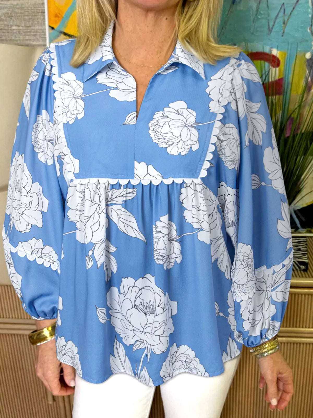Floral Print Babydoll Blouse