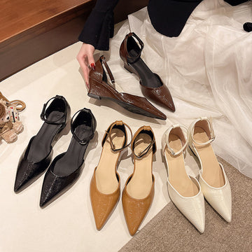 Pointed Toe Ankle Strap Pumps