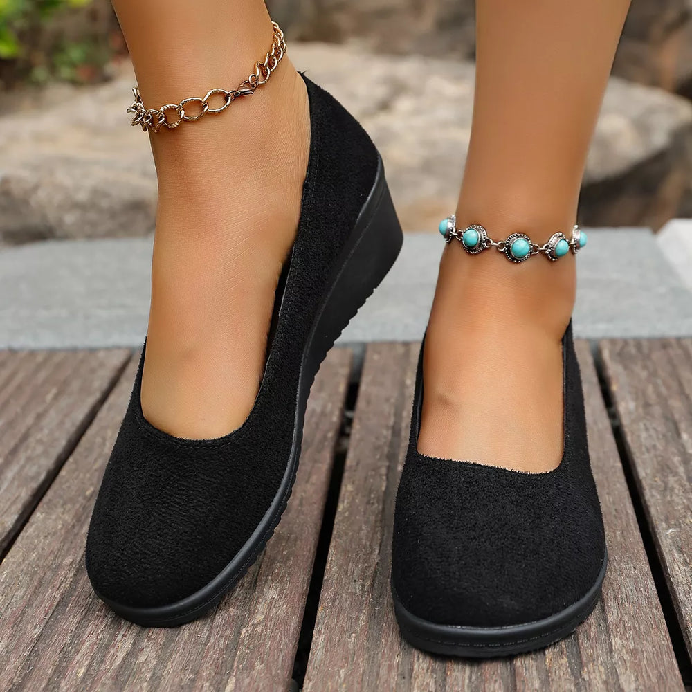 Wedge Heel Slip On Loafers