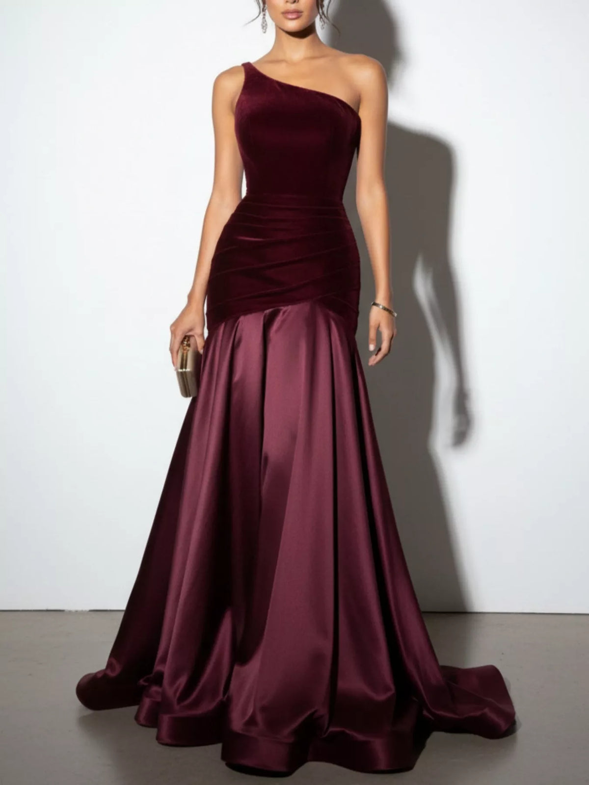 Single Shoulder Floor-Length Maxi Dress