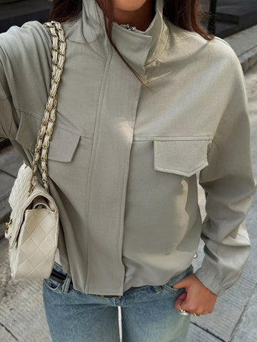 Stand Collar Zip Up Jacket
