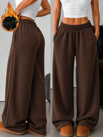 Elastic Waist Wide-Leg Sweatpants