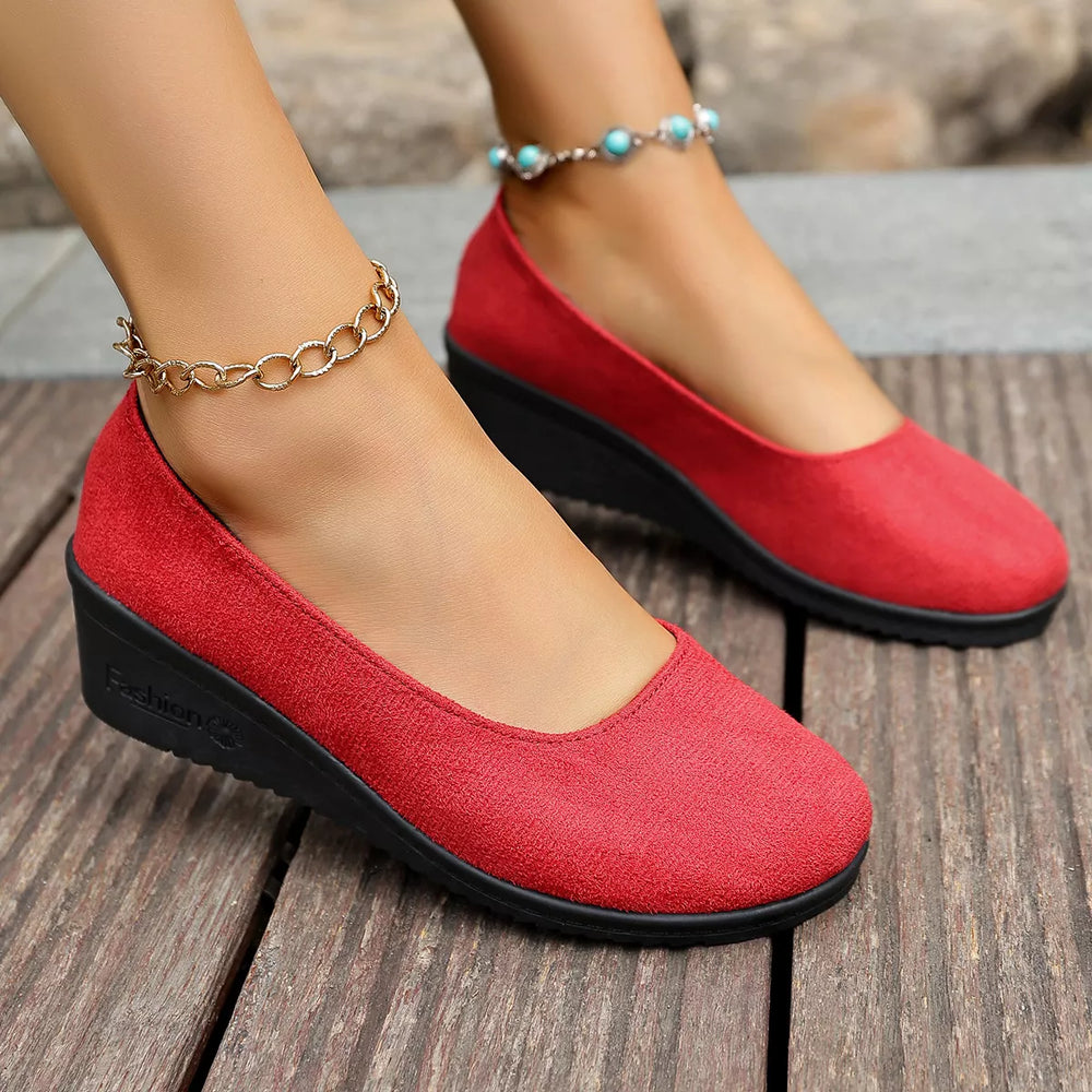 Round Toe Wedge Slip Ons