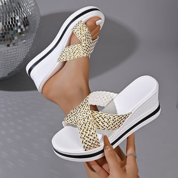 Woven Strap Wedge Sandals