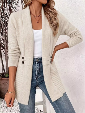 Full Size Open Front Long Sleeve Cardigan Plus Size