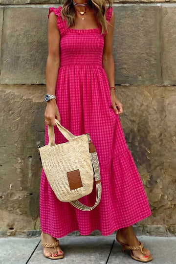 Plaid Square Neck Fit and Flare Sundress